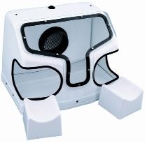 Caixa p/desgaste Iluminação Fluorescente, Aspiração com ventoinha Proteção das vias respiratórias e